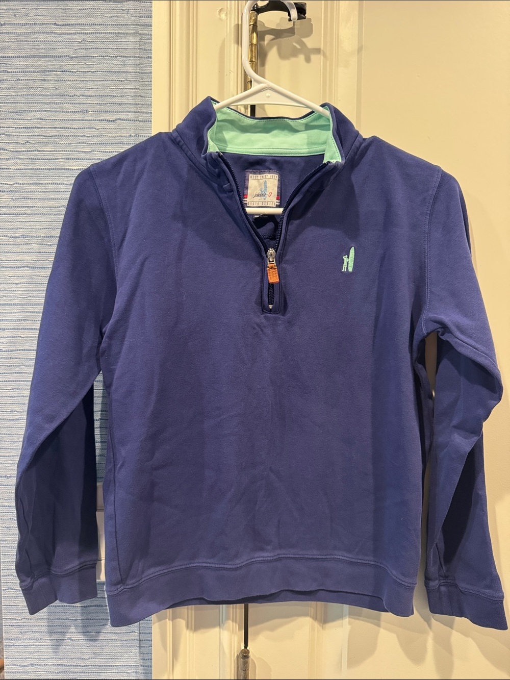 johnnie-O Kids Navy Blue Pullover with Mint Green Accent